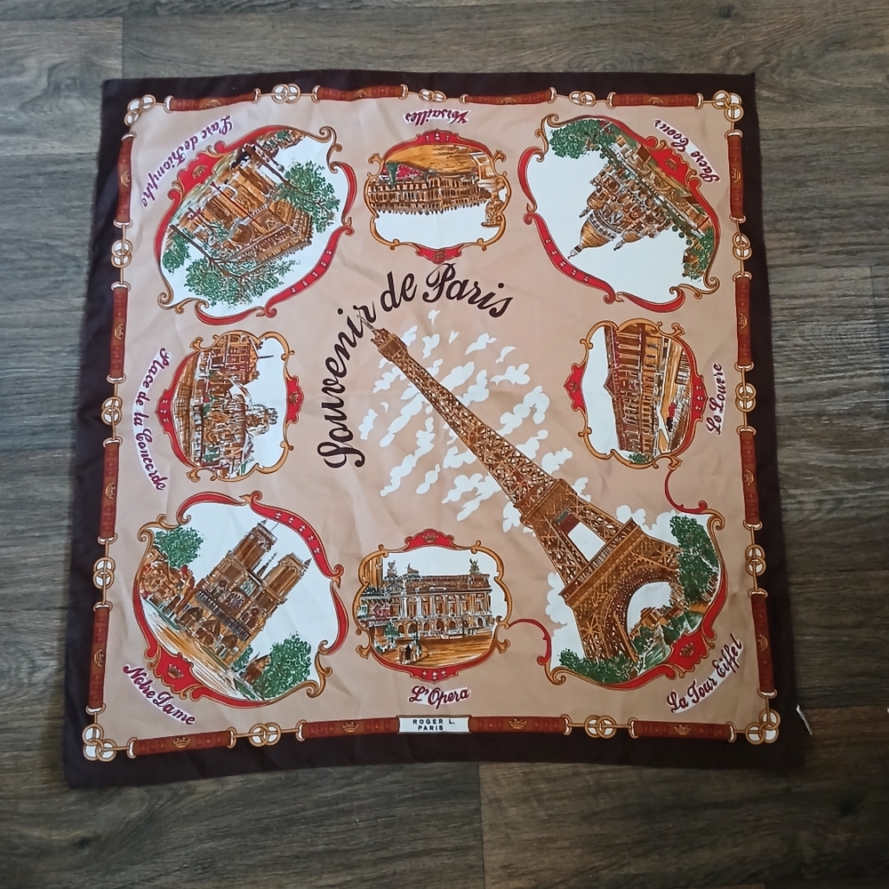 Vintage Roger Lahmy Paris Souvenir Scarf. Made in Italy 